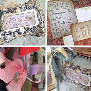 Shabby Chic Wedding Guest Book - Rustic Theme - 60..
