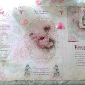 Wedding Place Table Mat - In Pink Rose Shabby Chic..