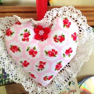 Heart Shape Cushion Decoration - In Red Rose..