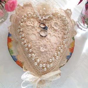 Wedding Ring Bearer Pillow - Vintage Pearl