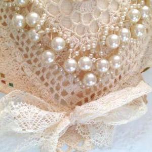 Wedding Ring Bearer Pillow - Vintage Pearl