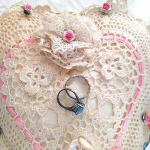 Wedding Ring Bearer Pillow - Vintage Rose