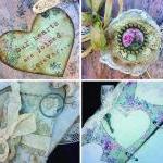 Wedding Guest Book - Love Heart Theme In Vintage..
