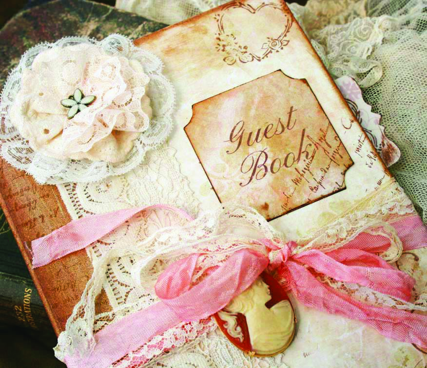 Hannah - Custom Vintage Style Guest Book For Wedding - Vintage Shabby Chic - 100 Pages